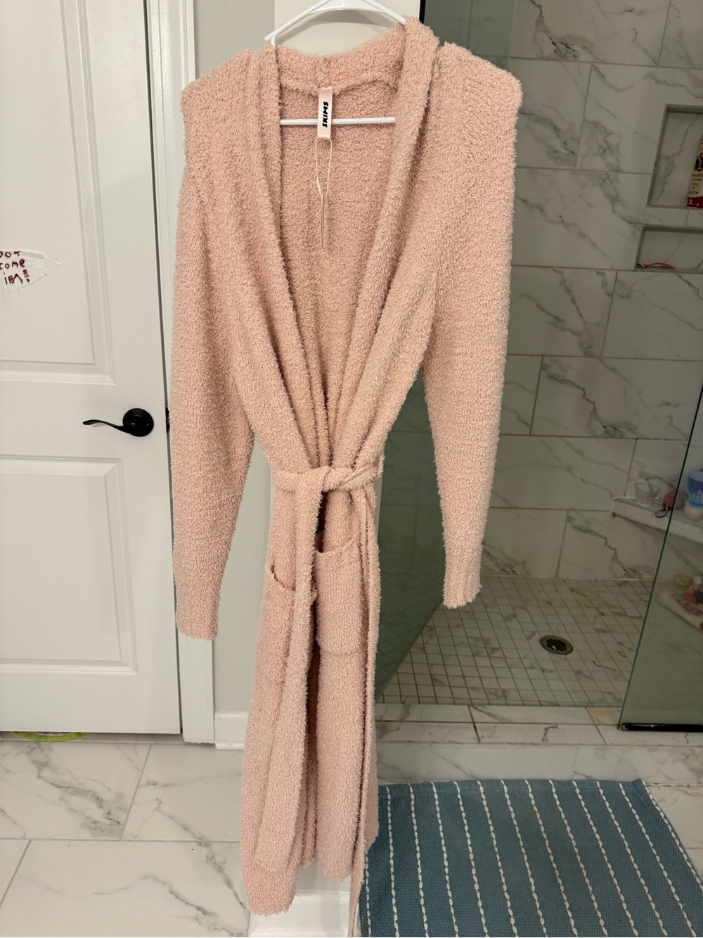 Skims Plush Longline Robe in Blush Pink - Cozy Women's Loungewear